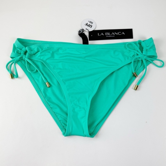 La Blanca Other - La Blanca Bikini Bottom Womens US 12 Green Goddess Side Tie Hipster NWT